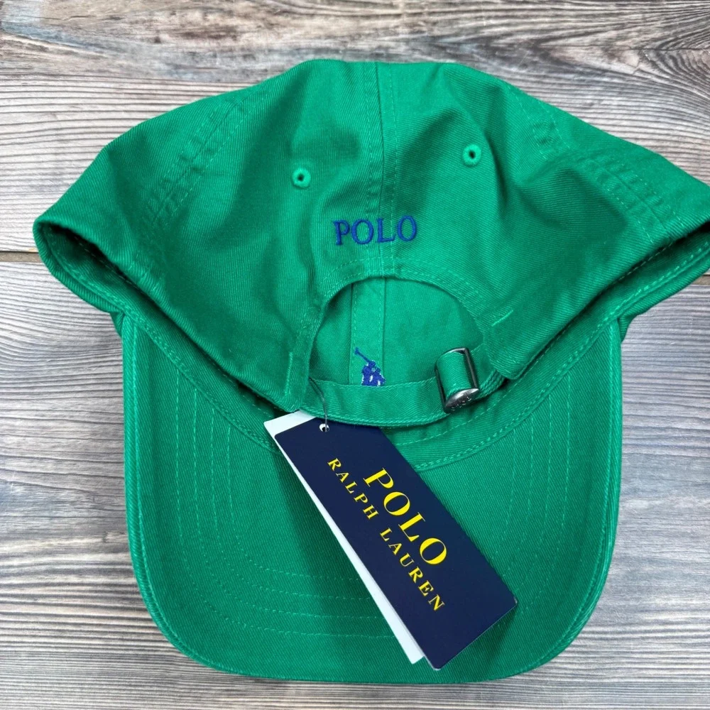 Polo Ralph Lauren Mens OS Iconic Cotton Chino Ball Cap Green Blue Pony NWT